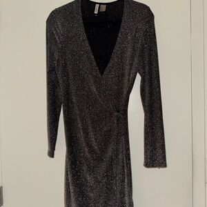 Divided Black Sparkle Long Sleeve Dress